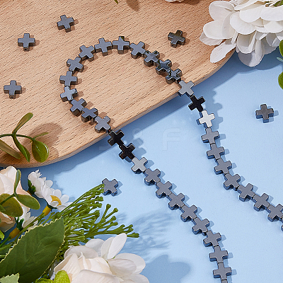 2 Strands Electroplated Non-Magnetic Synthetic Hematite Beads Strands G-FH0002-58-1