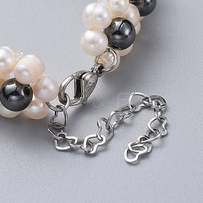 Non-Magnetic Synthetic Hematite Beads Bracelets BJEW-JB04605-1