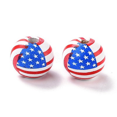 Independence Day Natural Wood Beads X1-WOOD-K006-B01-1