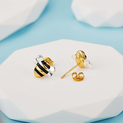 Brass Bee Stud Earrings and Pendant Necklace JX122A-1