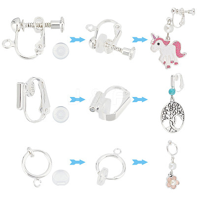 18Pcs 3 Style Brass Clip-on Earring Findings FIND-SC0003-96S-1