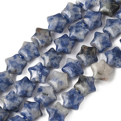 Natural Blue Spot Jasper Star Beads Strands G-Z080-A06-1