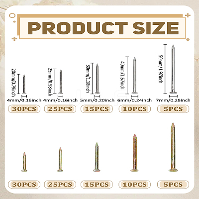 10 Styles 304 Stainless Steel Stereoplasm Cement Nail STAS-LP0005-65-1