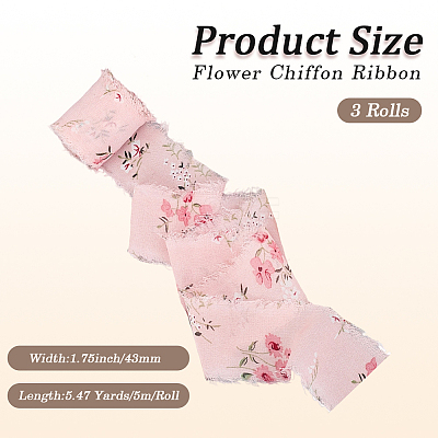 5M Polyester Fringe Flower Printed Ribbon LS-OCOR-WH20006-19B-1