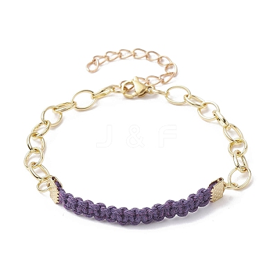 Waxed Cotton Cords Braided Link Bracelets BJEW-JB09963-03-1