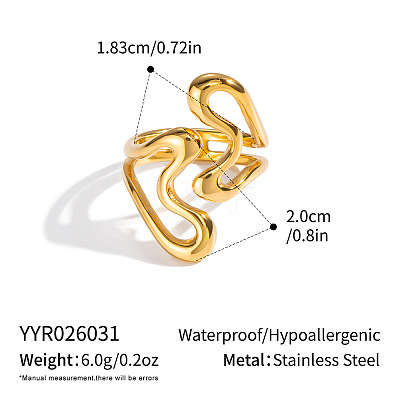 Irregular 304 Stainless Steel Cuff Open Rings for Women LD5997-1