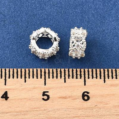Column Brass Micro Pave Cubic Zirconia European Beads KK-L230-08S-1