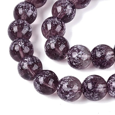 Transparent Half Spray Painted Glass Beads Strands GLAA-Q110-02A-10-1