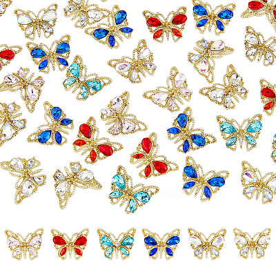 36Pcs 6 Colors Butterfly Alloy Cabochons MRMJ-DC0001-03-1