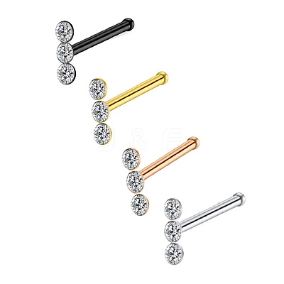 304 Stainless Steel Crystal Rhinestone 3 Flat Round Nose Bone Rings WGC36FF-04-1