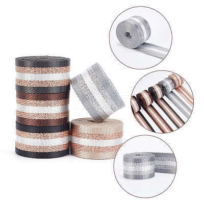 10 Yards 5 Colors Filigree Polyester Striped Ribbon OCOR-AR0001-61-1