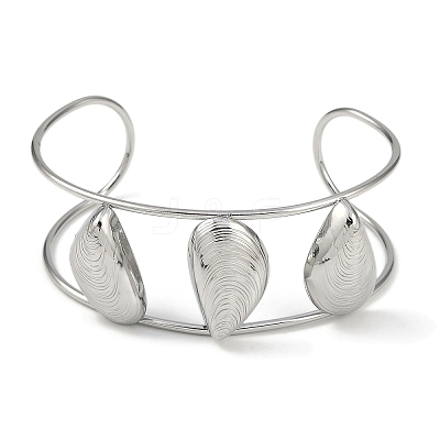 304 Stainless Steel Wide Hollow Textured Opaen Cuff Bangles BJEW-Q348-07P-03-1