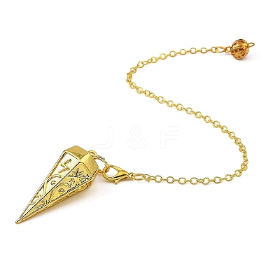 Rack Plating Brass Cone Dowsing Pendulum Pendants AJEW-G064-01G-1