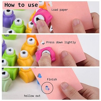 Random Single Color or Random Mixed Color Mini Plastic Craft Paper Punch Sets for Scrapbooking & Paper Crafts AJEW-L051-04-1