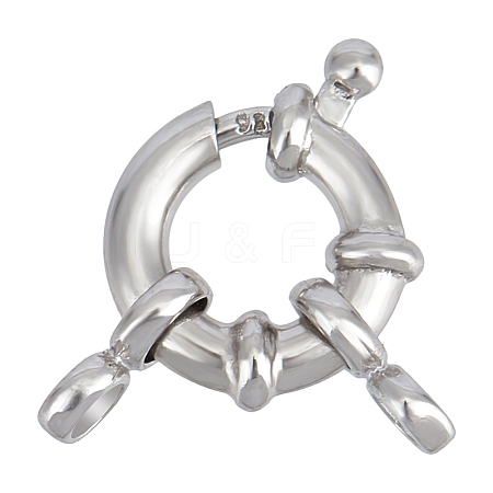 1Pc 925 Sterling Silver Spring Ring Clasps STER-BC0003-01A-1
