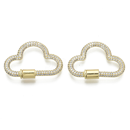 Brass Micro Pave Cubic Zirconia Screw Carabiner Lock Charms ZIRC-N039-006A-NF-1