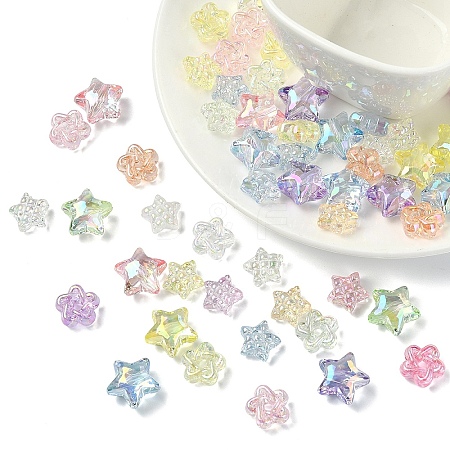 60Pcs 3 Styles UV Plating Transparent Acrylic Beads MACR-YW0004-71-1