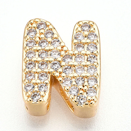 Brass Micro Pave Cubic Zirconia Charms KK-N254-217G-N-1