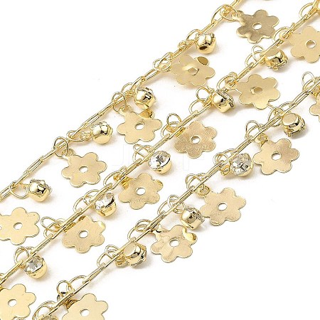 Rack Plating Brass Flower Link Chains CHC-A007-08KCG-1