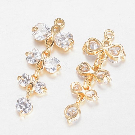 Brass Cubic Zirconia Pendants ZIRC-K049-13G-1