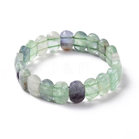 Natural Fluorite Oval Beaded Stretch Bracelet G-E010-01S-1