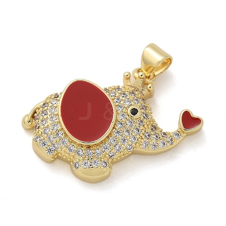 Elephant Brass Micro Pave Cubic Zirconia and Enamel Pendants KK-M319-05G-03-1