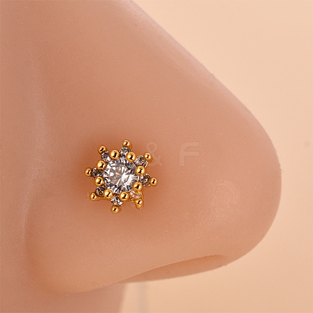 316L Surgical Stainless Steel Clear Cubic Zirconia L-Shaped Nose Rings WG09863-02-1