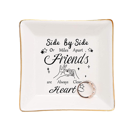 Porcelain Square Ring Holder DJEW-WH0013-002-1