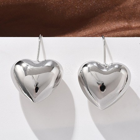 Heart Brass Dangle Earrings EJEW-B132-03P-1