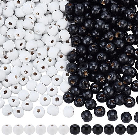 600Pcs 2 Colors Dyed Natural Wood Beads WOOD-SC0002-37B-1