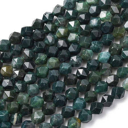 Natural Moss Agate Beads Strands G-F523-37-6mm-1