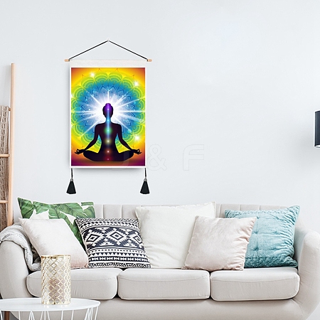 Chakra Cloth Wall Hanging Tapestry HJEW-M003-03E-1