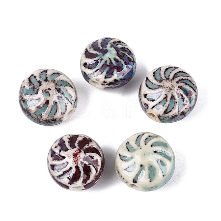 Windmill Spiral Pattern Vintage Handmade Porcelain Beads PORC-N013-19-08-1