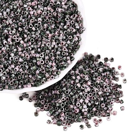 Opaque Picasso Cylinder Glass Beads SEED-Q039-06A-11-1