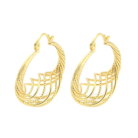 Rack Plating Brass Hollow Twist Hoop Earrings EJEW-P240-08G-1