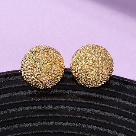 Brass Textured Stud Earrings EJEW-A143-02C-G-1
