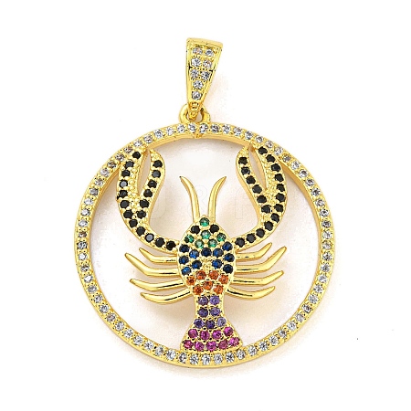 Real 18K Gold Plated Brass Micro Pave Cubic Zirconia Pendants KK-R159-37G-1