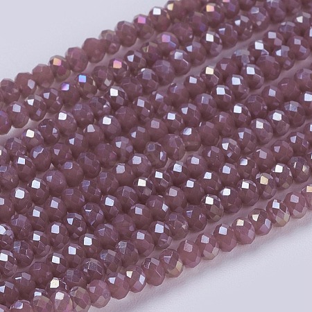 Electroplate Glass Beads Strands X-GLAA-F076-FR12-1