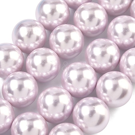 Electroplated Shell Pearl Beads Strands BSHE-G041-16mm-06-1