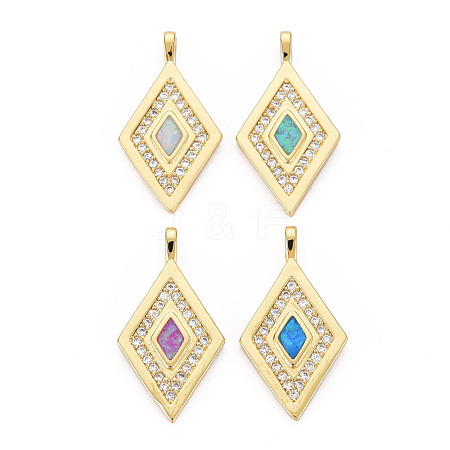 Brass Cubic Zirconia Pendants KK-T004-102-NF-1