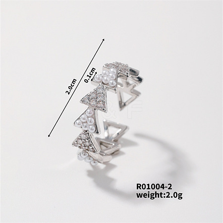 Fashionable Triangle Brass Rhinestones Open Cuff Ring AJ5580-2-1