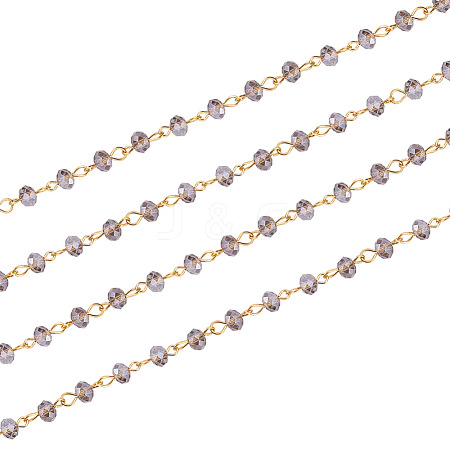 Handmade Rondelle Glass Beads Chains for Necklaces Bracelets Making X-AJEW-JB00037-05-1