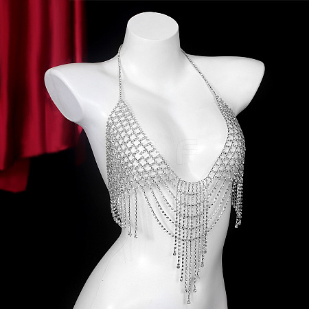 Alloy Full Crystal Rhinestone Mesh Tassel Chest Sexy Body Chains for Bikini FS-WG2AAFB-01-1
