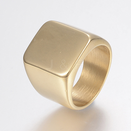 304 Stainless Steel Signet Band Rings for Men RJEW-G091-16-G-1