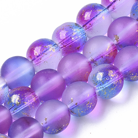 Frosted Spray Painted Glass Beads Strands GLAA-N035-03C-C03-1