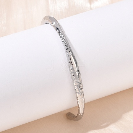 304 Stainless Steel Open Cuff  Bangles for Women BJEW-R019-03P-03-1