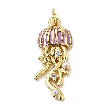 Brass Enamel Pendants KK-CJC0013-16G-04-1