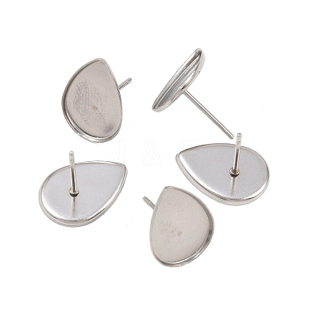 Tarnish Resistant Earring Cabochon Settings 304 Stainless Steel Ear Studs Blank Settings STAS-Q170-13-1