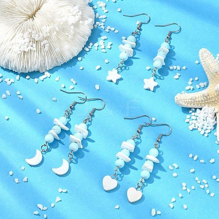 Natural Freshwater Shell and Howlite Dangle Earrings EJEW-JE07169-1