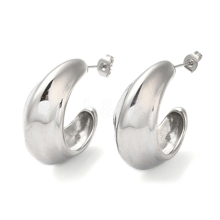 Non-Tarnish 304 Stainless Steel Round Earrings X-EJEW-K244-30P-1